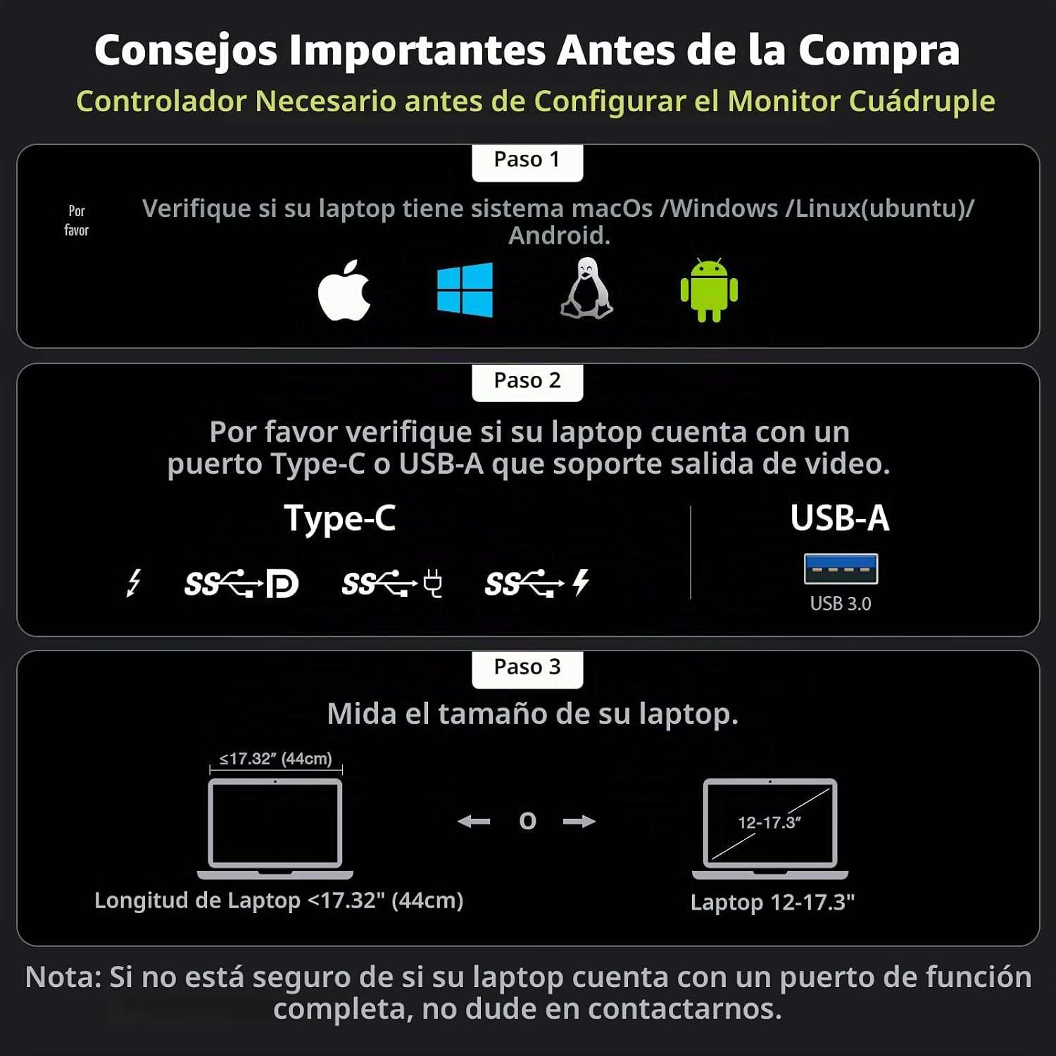 Extensor de monitor triple portatil de 15.6 pulgadas con base de aluminio para notebook en chile