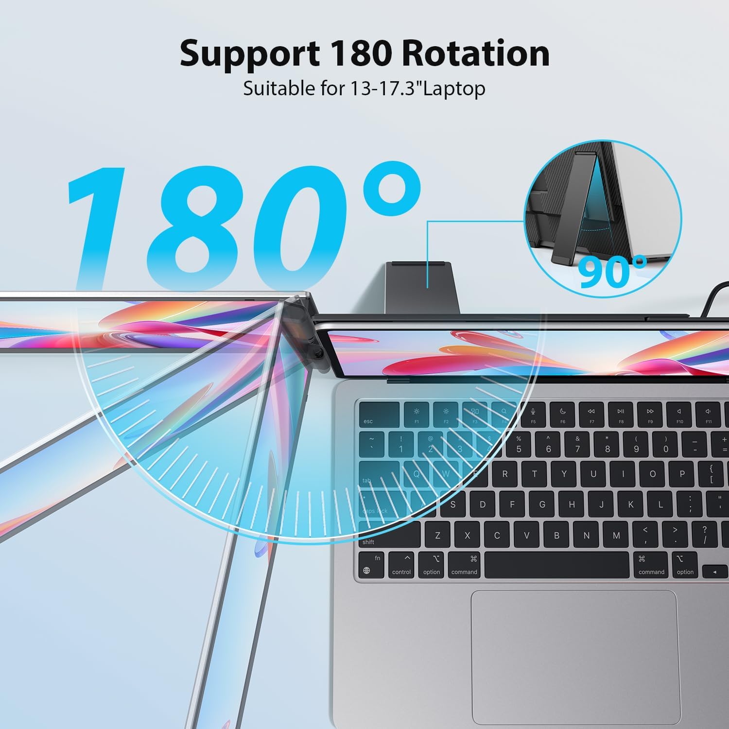 Extensor de pantalla triple monitor portatil de 15.6 pulgadas para notebook conectado con un cable usb c en chile