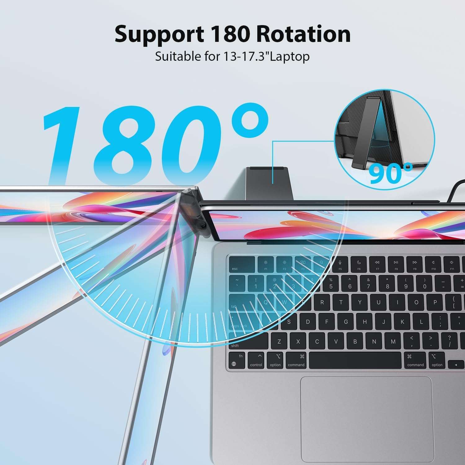Extensor de pantalla triple monitor portatil de 15.6 pulgadas para notebook conectado con un cable usb c en chile