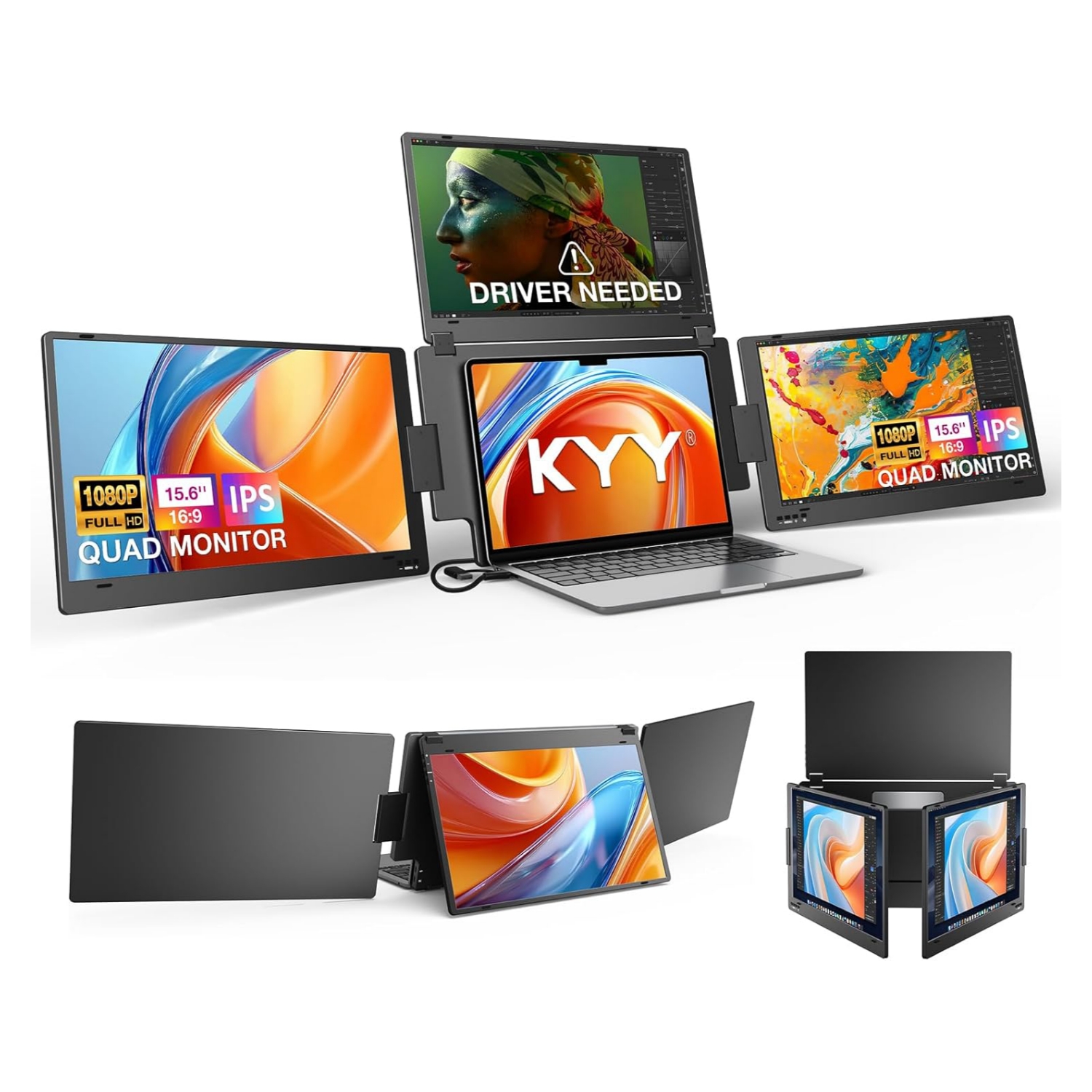 Extensor de monitor triple portatil de 15.6 pulgadas con base de aluminio para notebook en chile