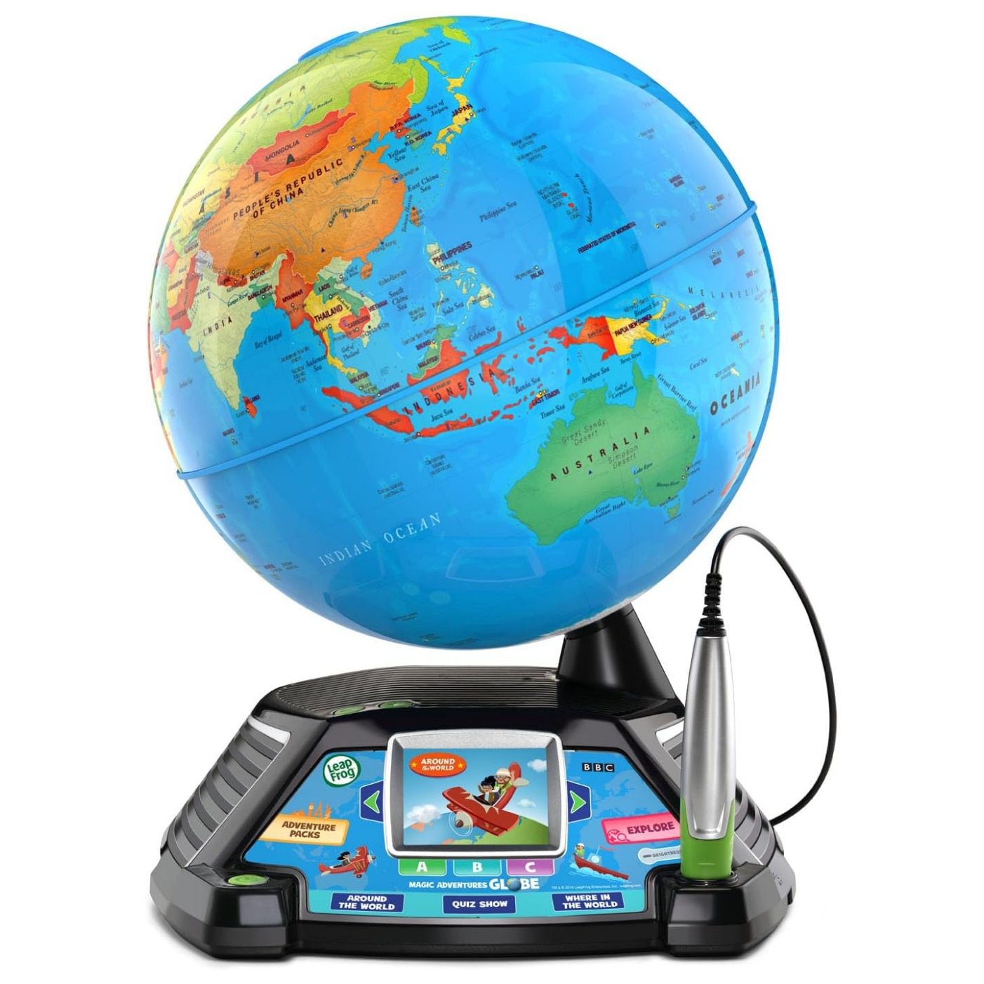 globo terraqueo interactivo leapfrog pantalla video bbc juguete educativo geografia niños lapiz tactil chile regalo 5 años