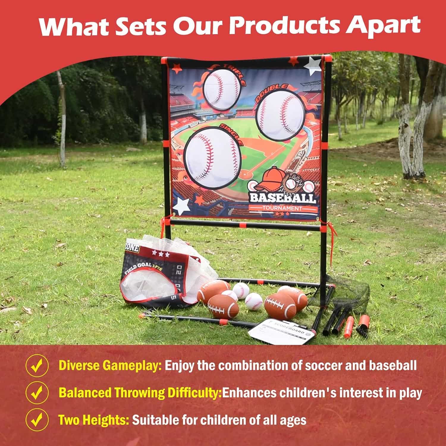 juego lanzamiento punteria niños futbol americano beisbol 2 en 1 juguete aire libre playa camping regalo 5 años chile
