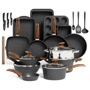 bateria cocina 30 piezas granito juego ollas sartenes induccion antiadherente moldes reposteria cuchillos libre pfoa chile