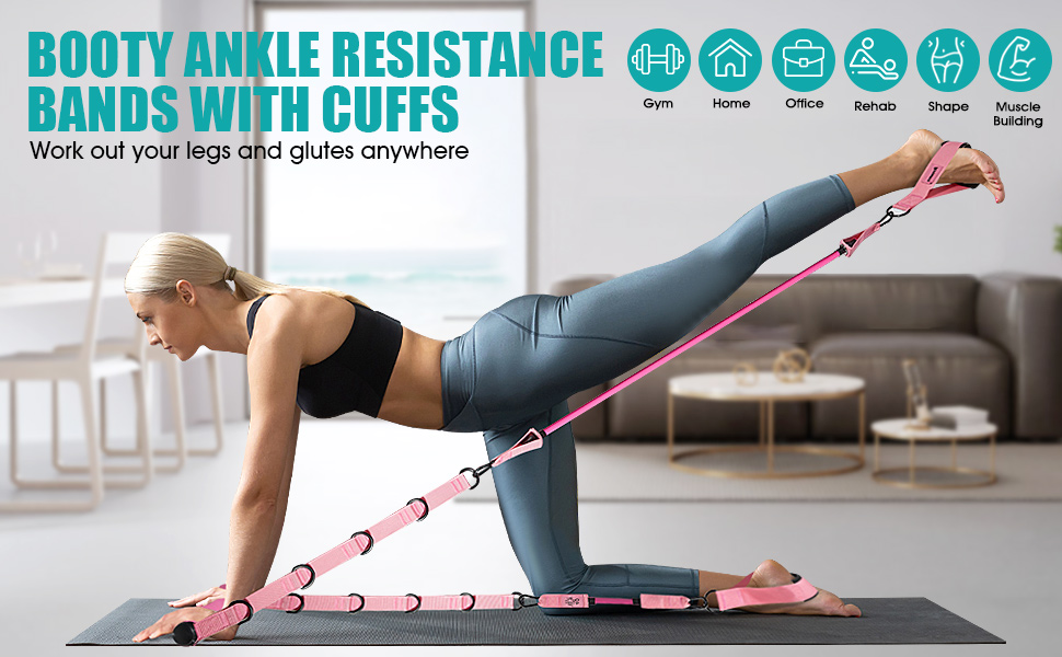 Kit de barra de pilates desmontable con bandas de resistencia ajustables de 30 y 40 libras para ejercicios de piernas y glúteos en casa.