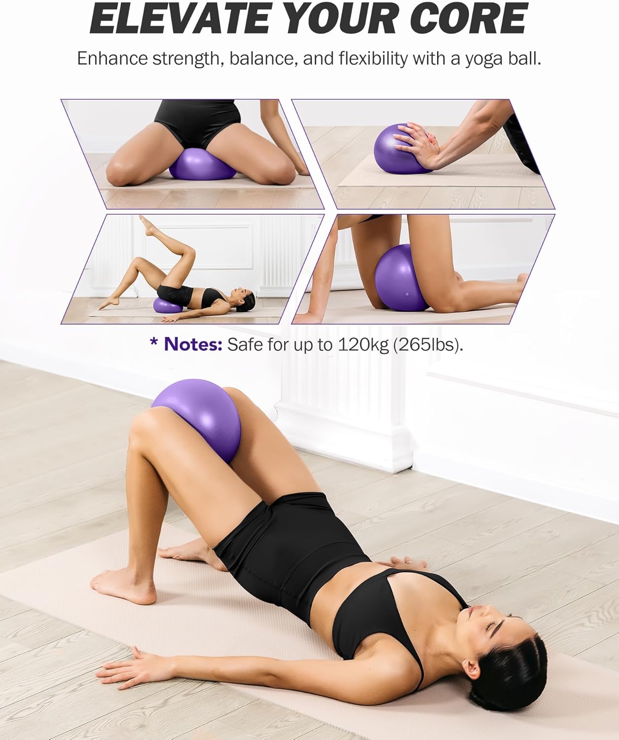 Kit de barra de pilates de acero inoxidable con bandas de resistencia de látex y pelota de yoga para entrenamiento en casa.