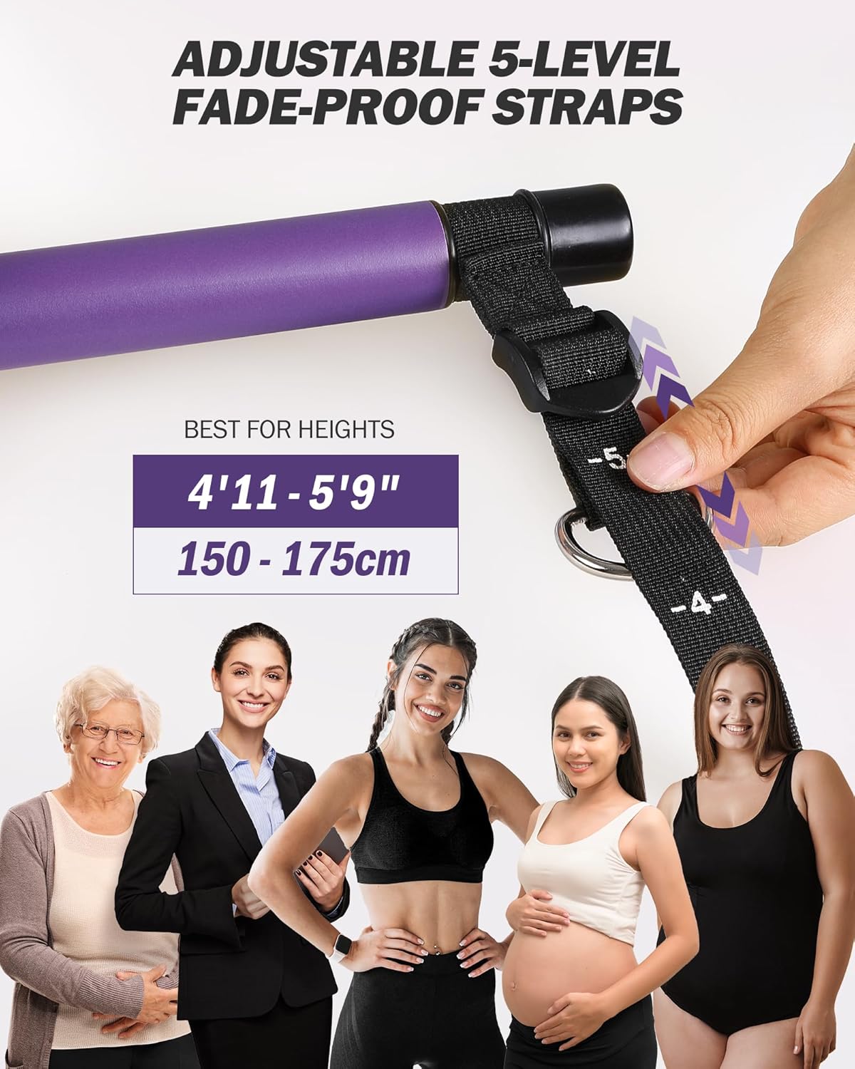 Kit de barra de pilates de acero inoxidable con bandas de resistencia de látex y pelota de yoga para entrenamiento en casa.