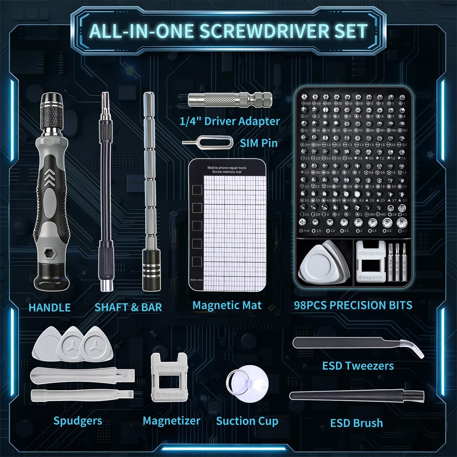 Kit Destornilladores Precision 122 en 1 Magnetico para PC y Celular - Imagen 8