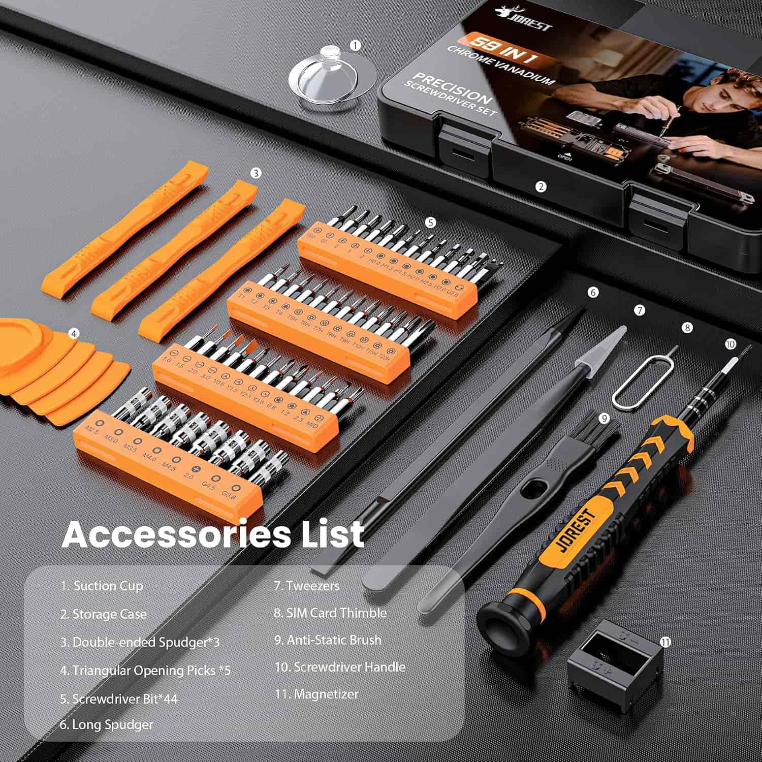 set de destornilladores de precision 59 en 1 con puntas torx y accesorios para reparar celulares consolas y pc en chile