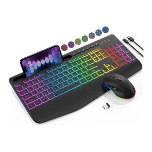 combo teclado y mouse inalambrico ergonomico rgb silencioso ideal para trabajar o estudiar en chile