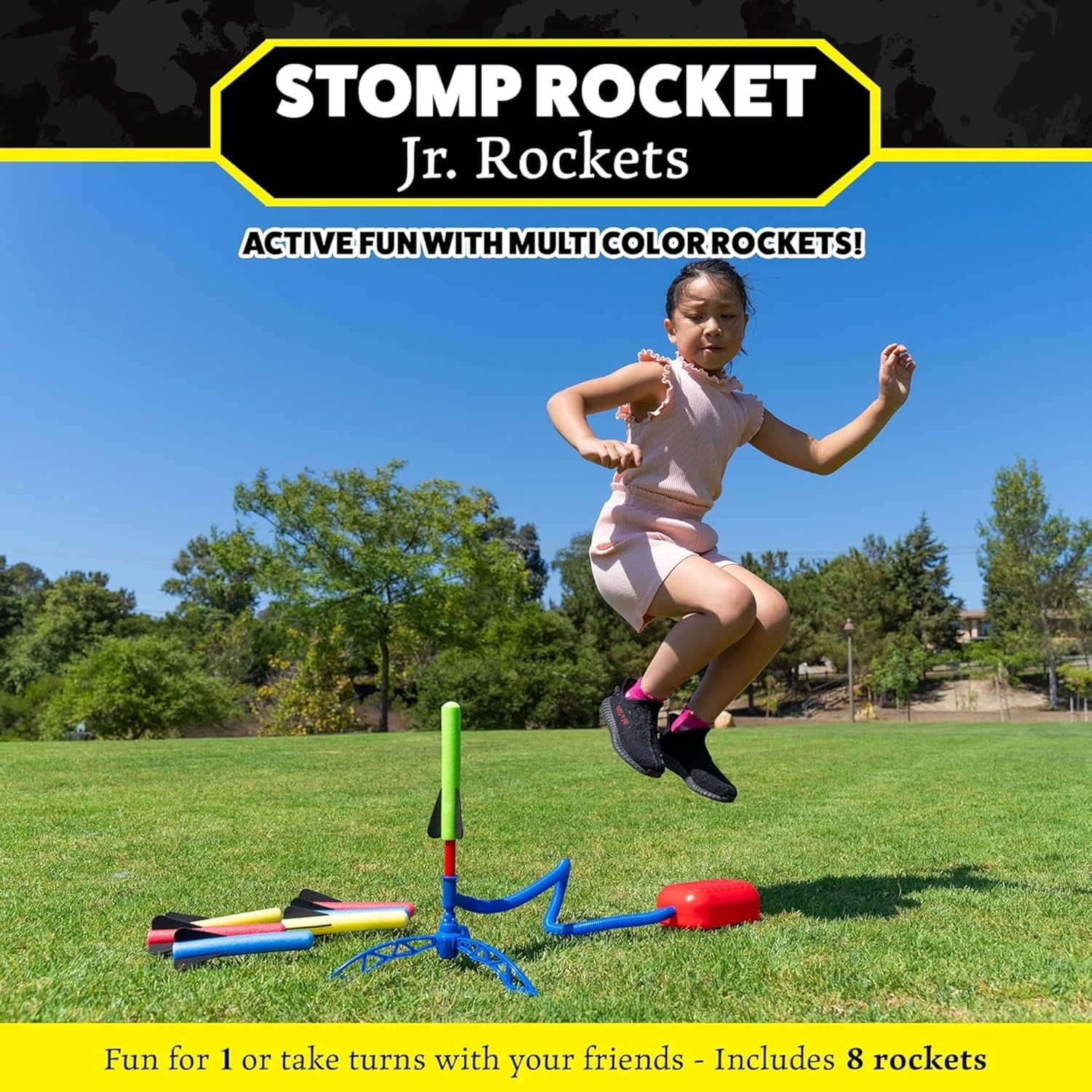 lanzacohetes juguete stomp rocket niños 8 cohetes espuma lanza 30 metros juego aire libre sin pilas regalo 3 años chile