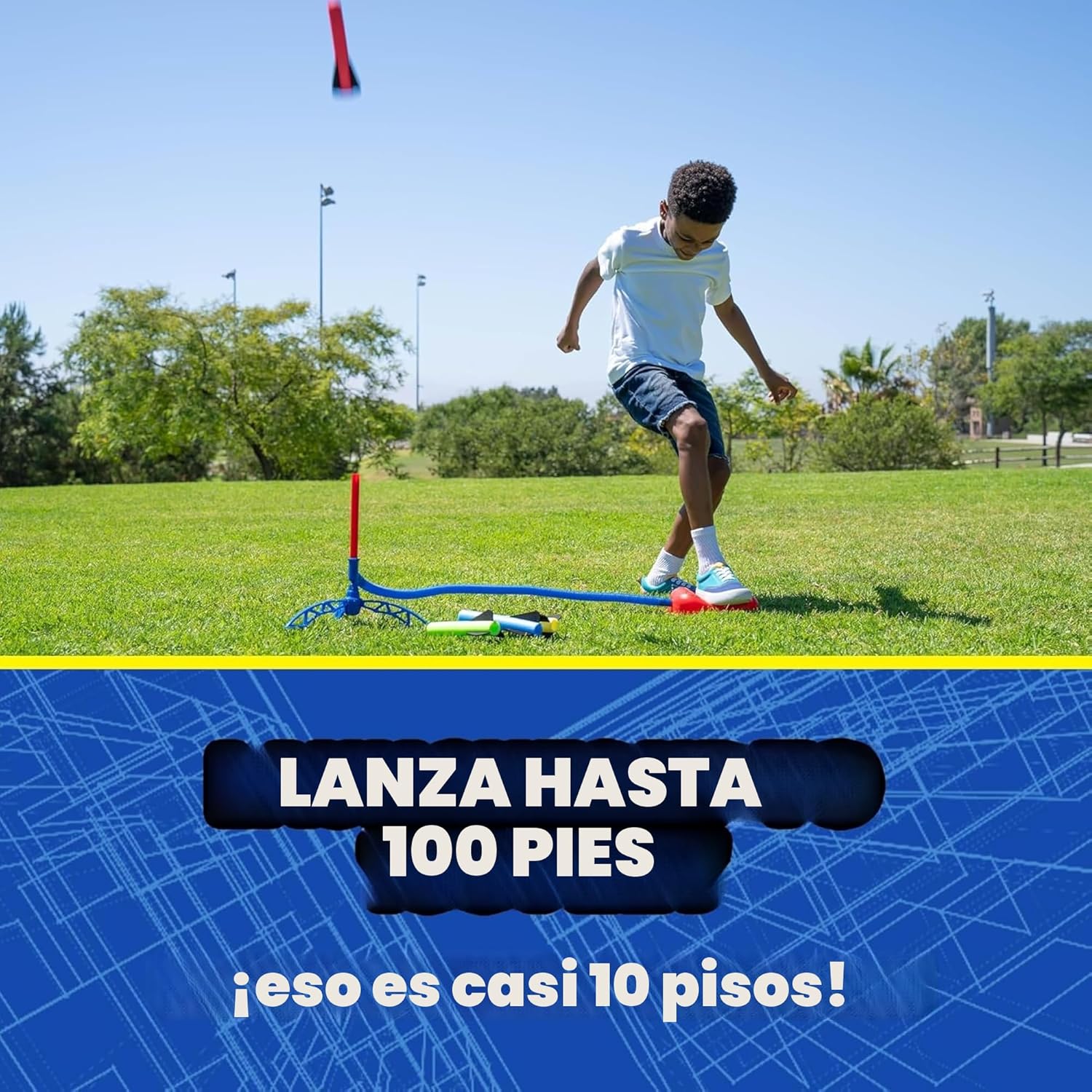 Lanzacohetes de Juguete Stomp Rocket - Lanza hasta 30 Metros (Pack 8 Cohetes) - Imagen 4