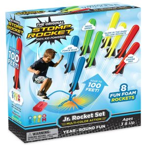 lanzacohetes juguete stomp rocket niños 8 cohetes espuma lanza 30 metros juego aire libre sin pilas regalo 3 años chile
