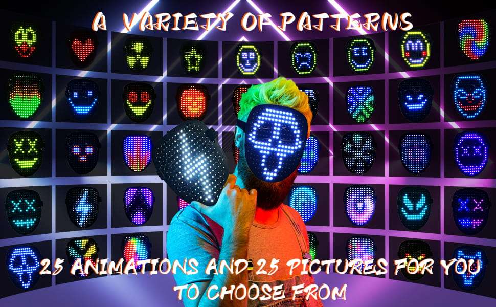 mascara led digital sensor gestos cambia cara 50 diseños halloween fiestas cosplay recargable usb chile regalo adolescente