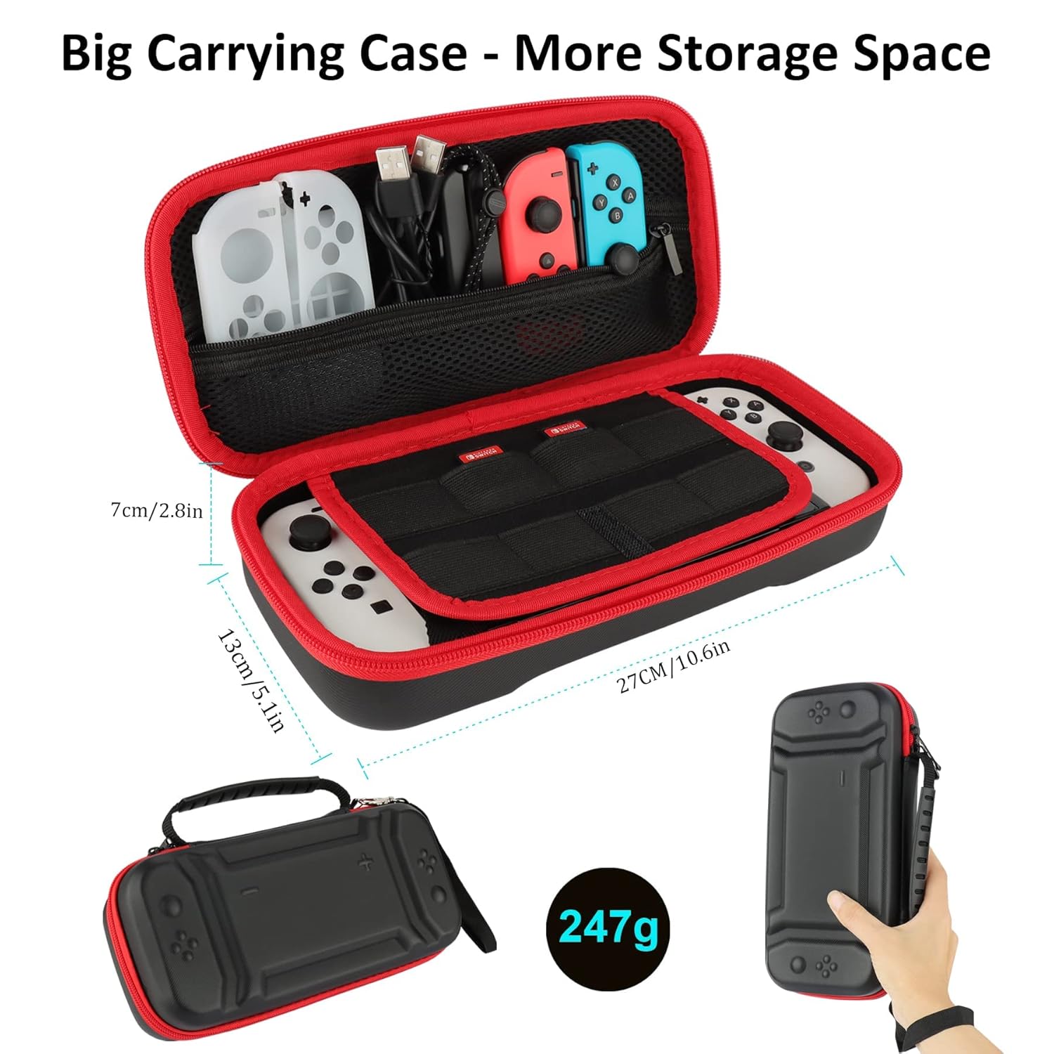 Mega kit 23 en 1 de accesorios para Nintendo Switch Oled incluye bolso base de carga laminas de 17.8 centimetros volantes y carcasa protectora