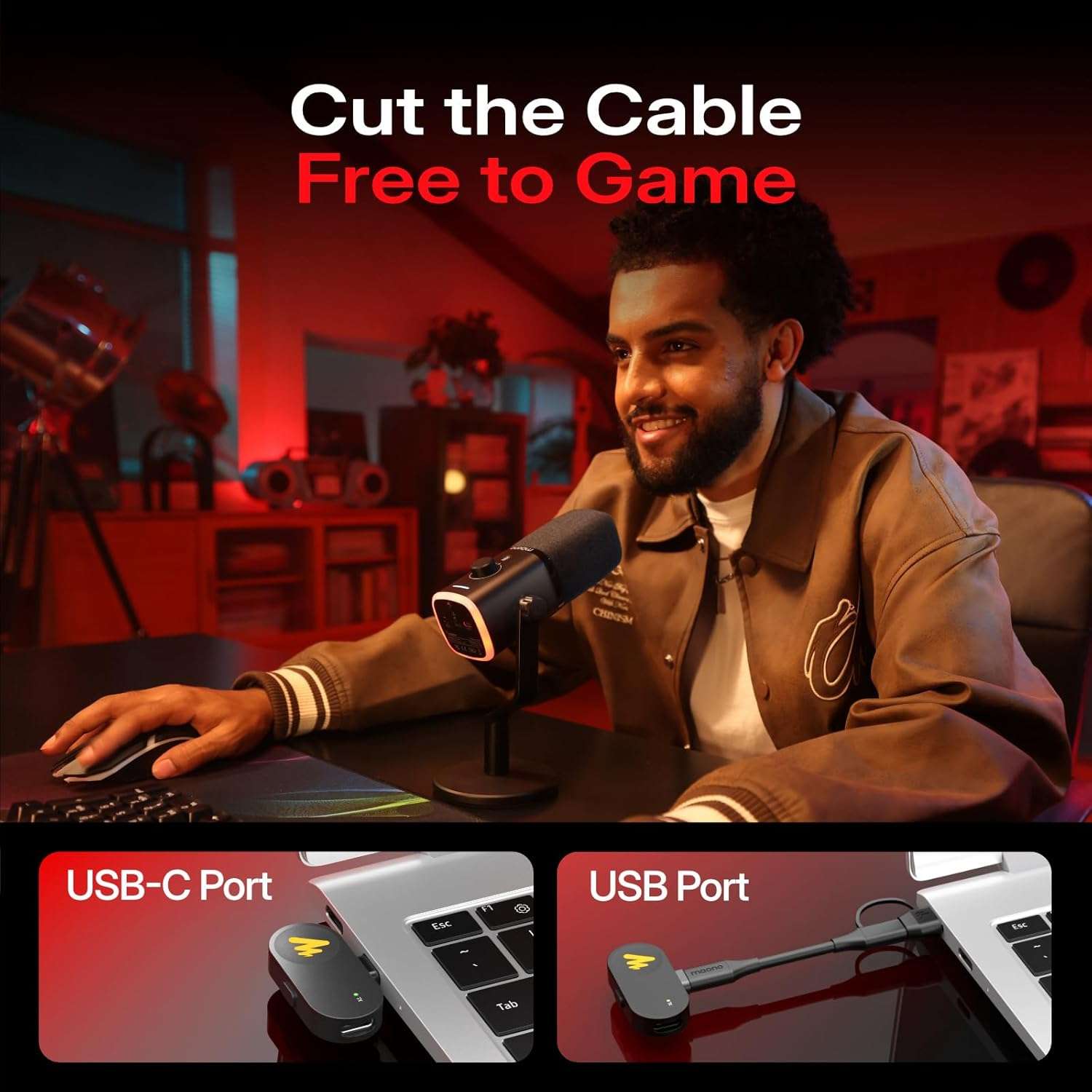 microfono gamer inalambrico usb maono rgb cancelacion de ruido ideal para pc y ps5 en chile