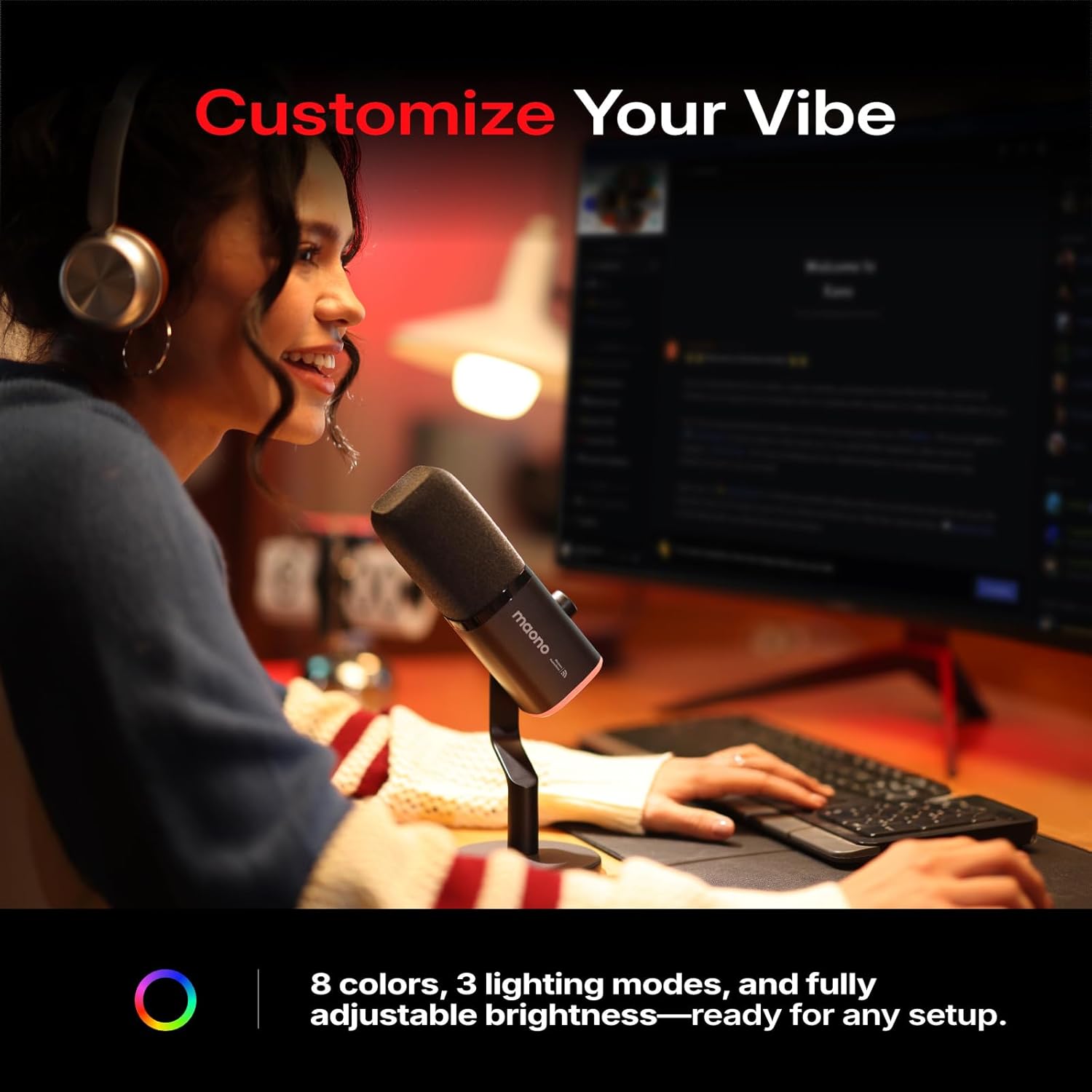 microfono gamer inalambrico usb maono rgb cancelacion de ruido ideal para pc y ps5 en chile