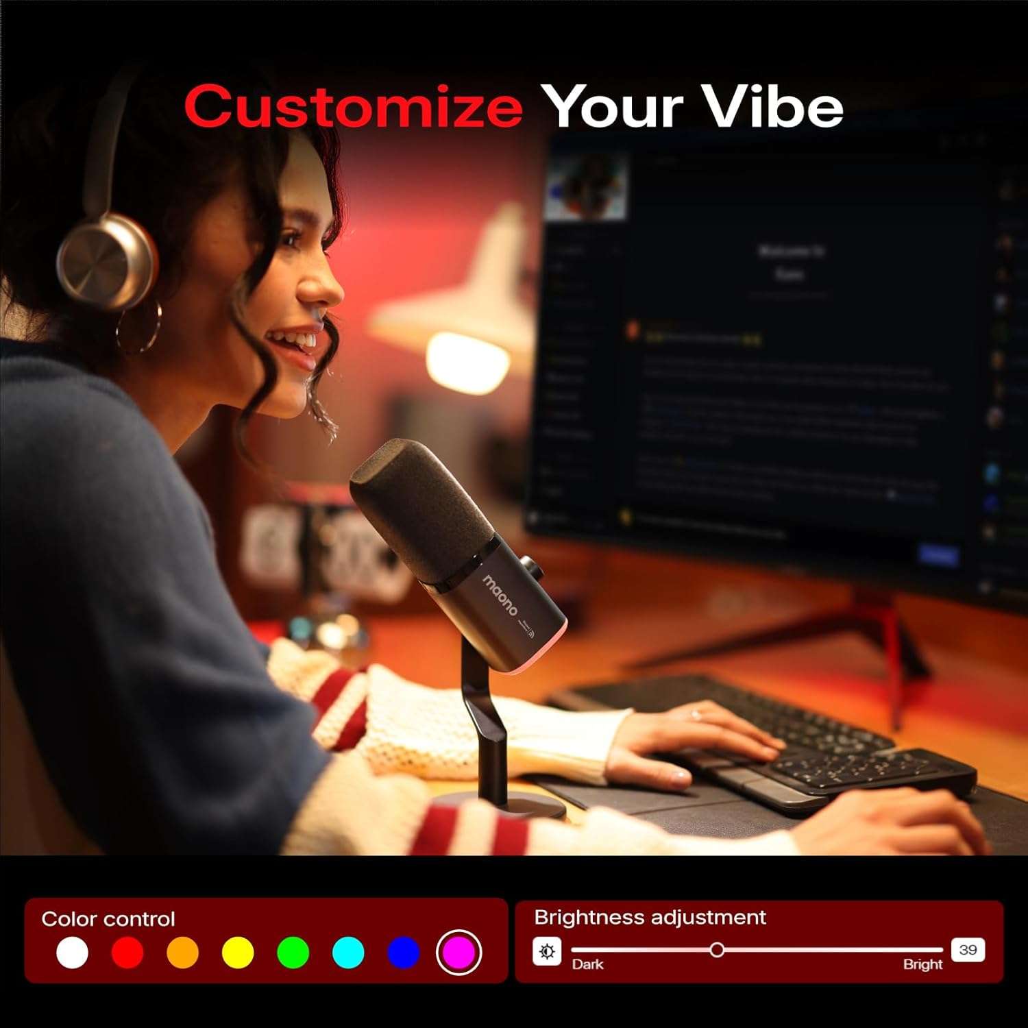 microfono gamer inalambrico usb maono rgb cancelacion de ruido ideal para pc y ps5 en chile