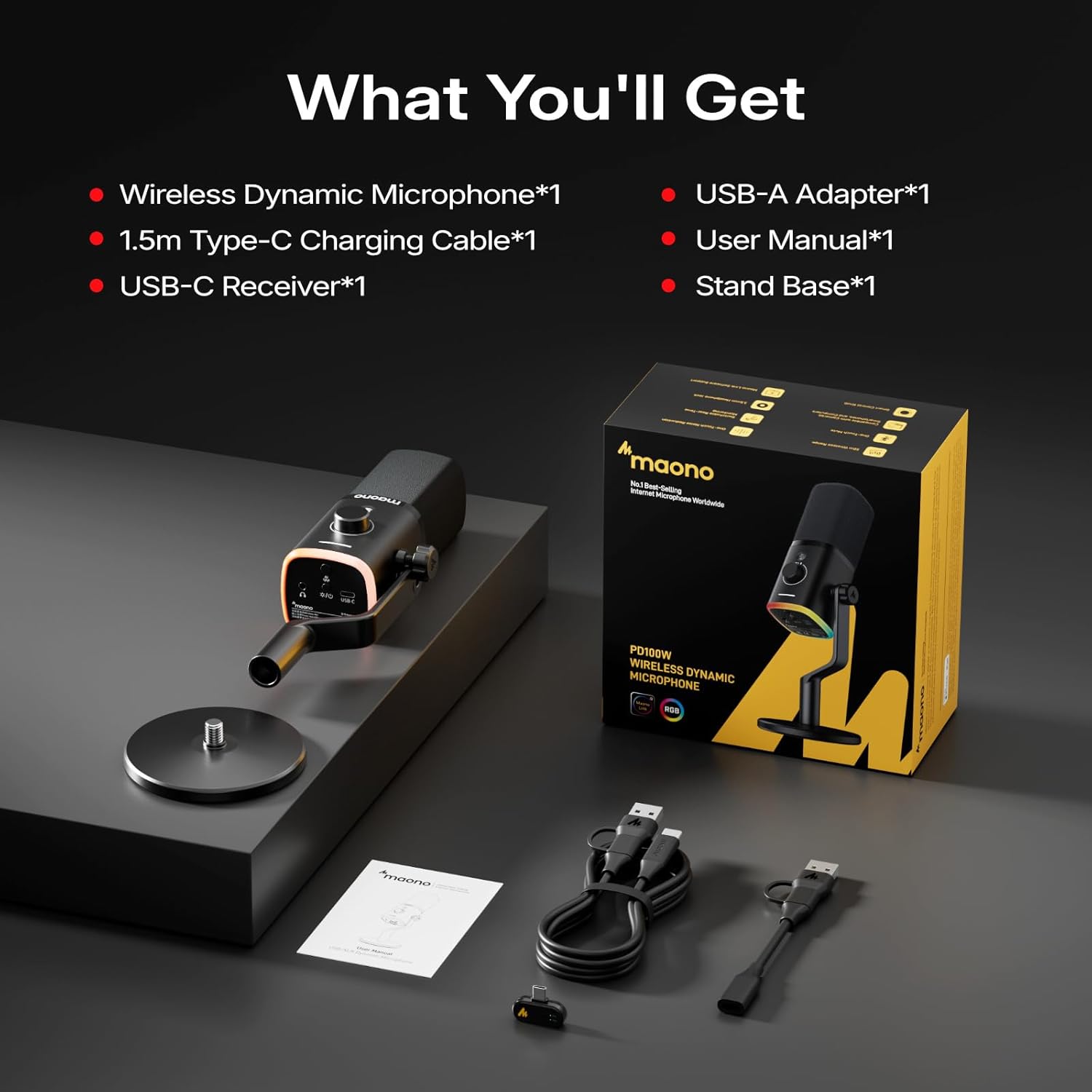 microfono gamer inalambrico usb maono rgb cancelacion de ruido ideal para pc y ps5 en chile