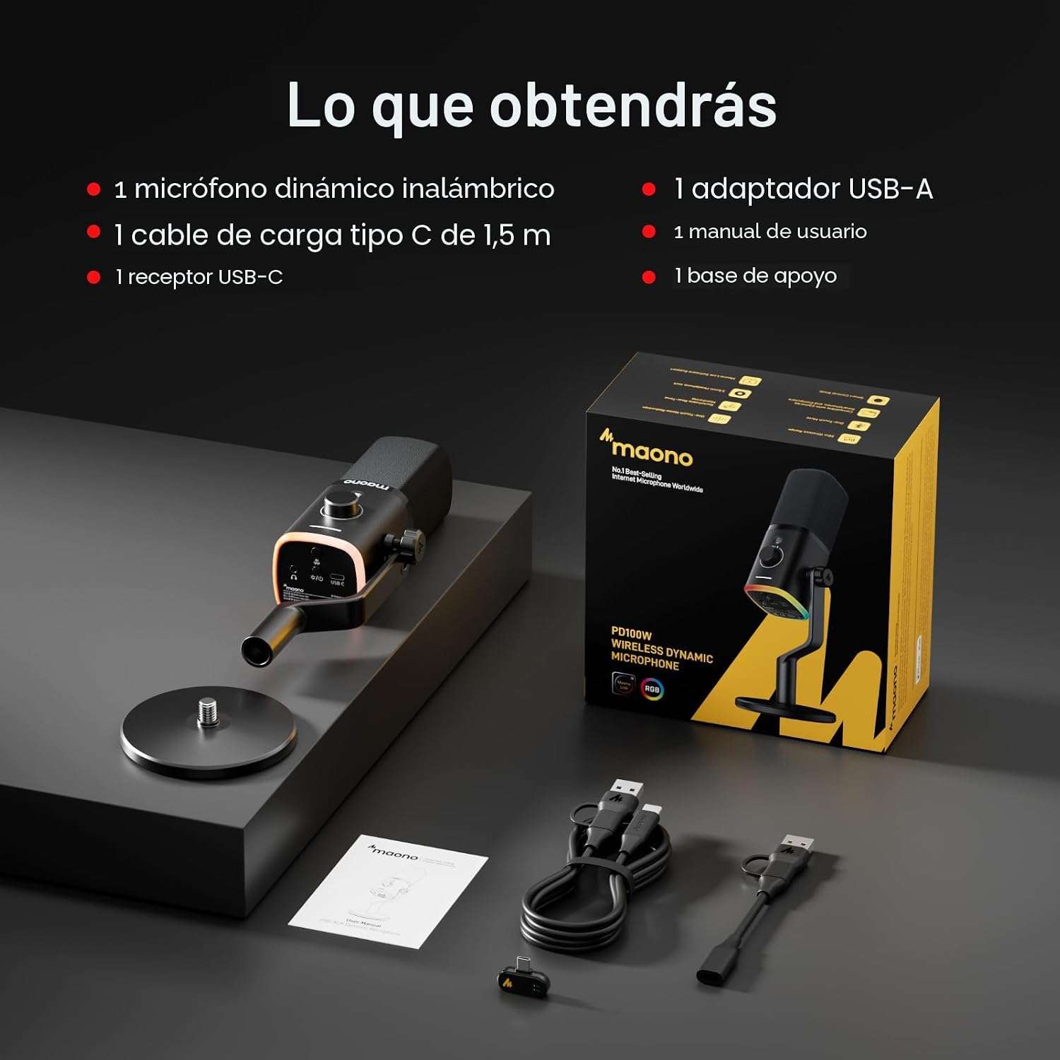 microfono gamer inalambrico usb maono rgb cancelacion de ruido ideal para pc y ps5 en chile