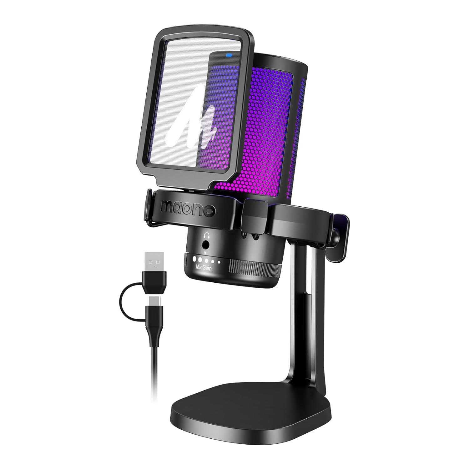 microfono gamer usb pc ps5 rgb varios colores cancelacion de ruido ideal para streaming en chile