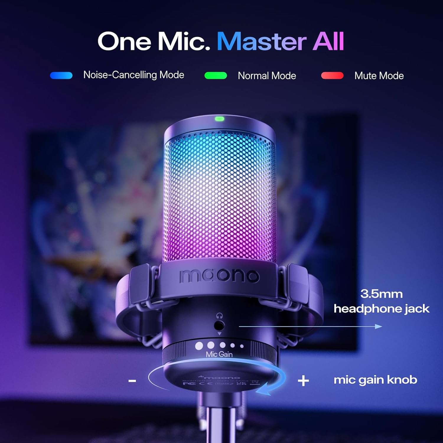 microfono gamer usb pc ps5 rgb varios colores cancelacion de ruido ideal para streaming en chile