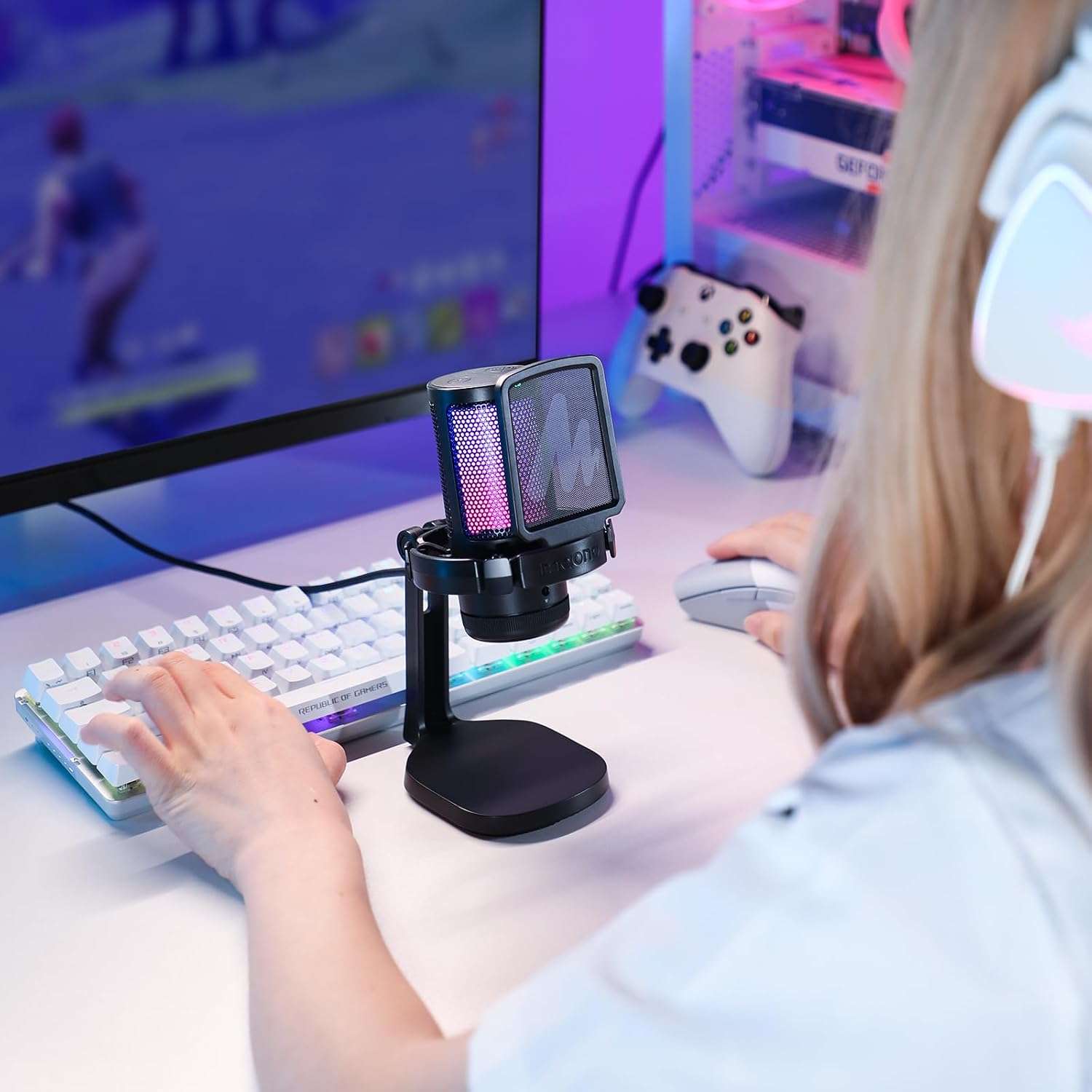 microfono gamer usb pc ps5 rgb varios colores cancelacion de ruido ideal para streaming en chile