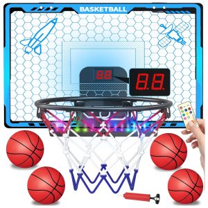 mini aro basquetbol puerta luces led marcador electronico 4 pelotas tablero infantil clavadas resorte regalo niño chile