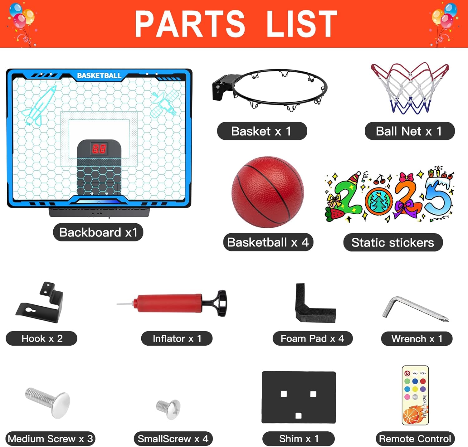 mini aro basquetbol puerta luces led marcador electronico 4 pelotas tablero infantil clavadas resorte regalo niño chile