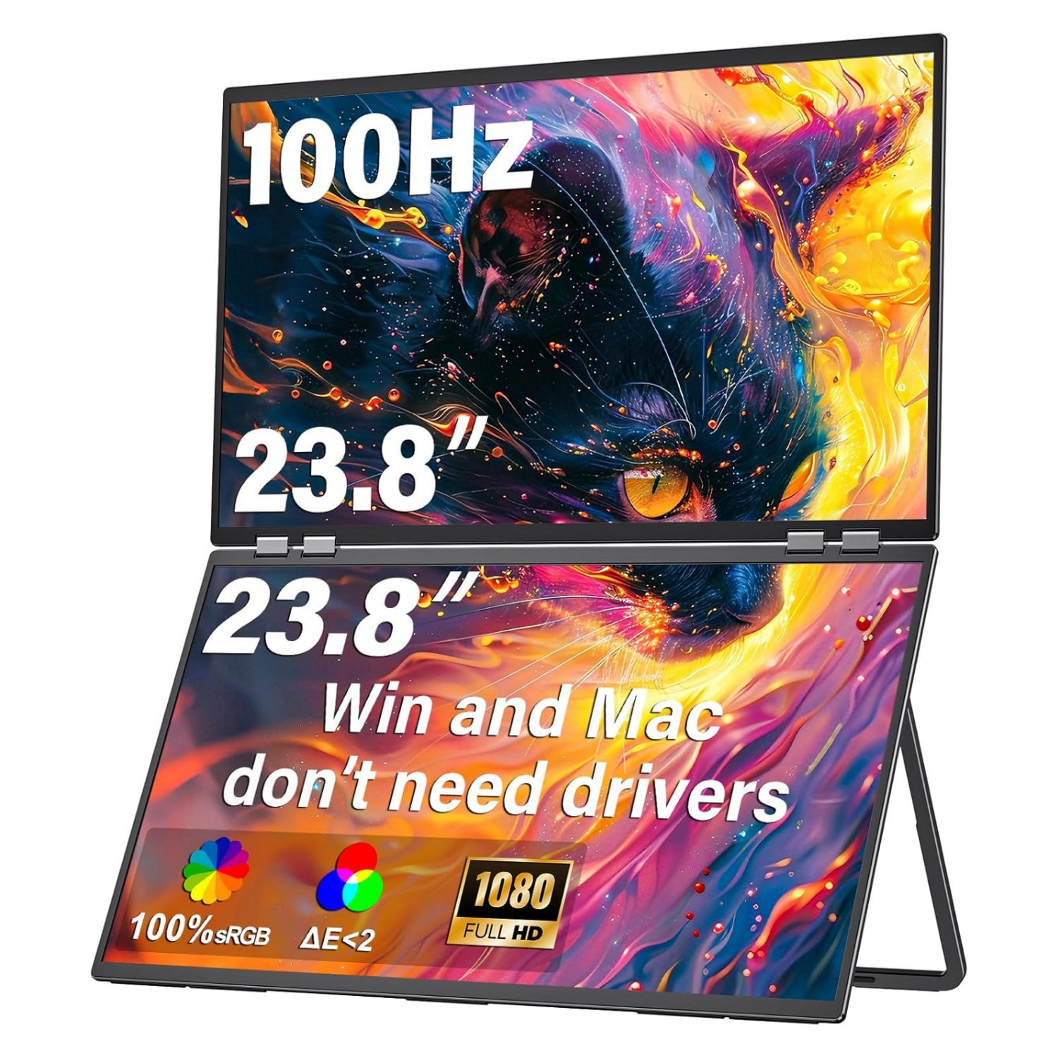 Monitor dual portatil plegable de 23.8 pulgadas fhd 100hz para teletrabajo y diseno en chile