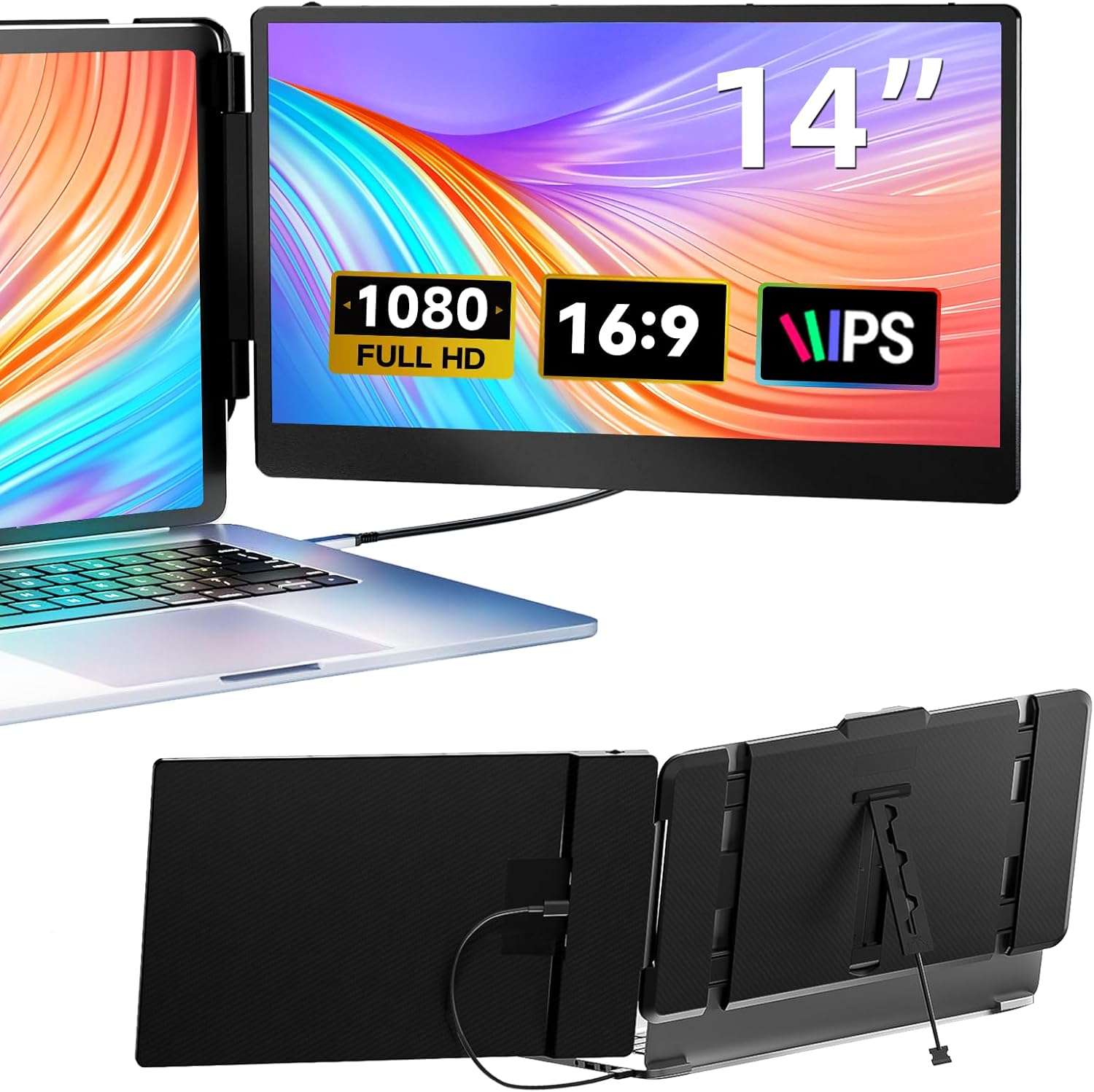 Extensor de pantalla para notebook monitor dual portatil de 35.5 centimetros conectado por usb c en chile