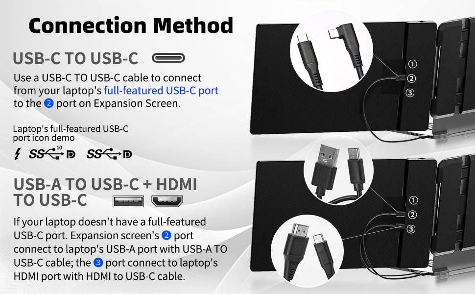 Extensor de pantalla para notebook monitor dual portatil de 35.5 centimetros conectado por usb c en chile