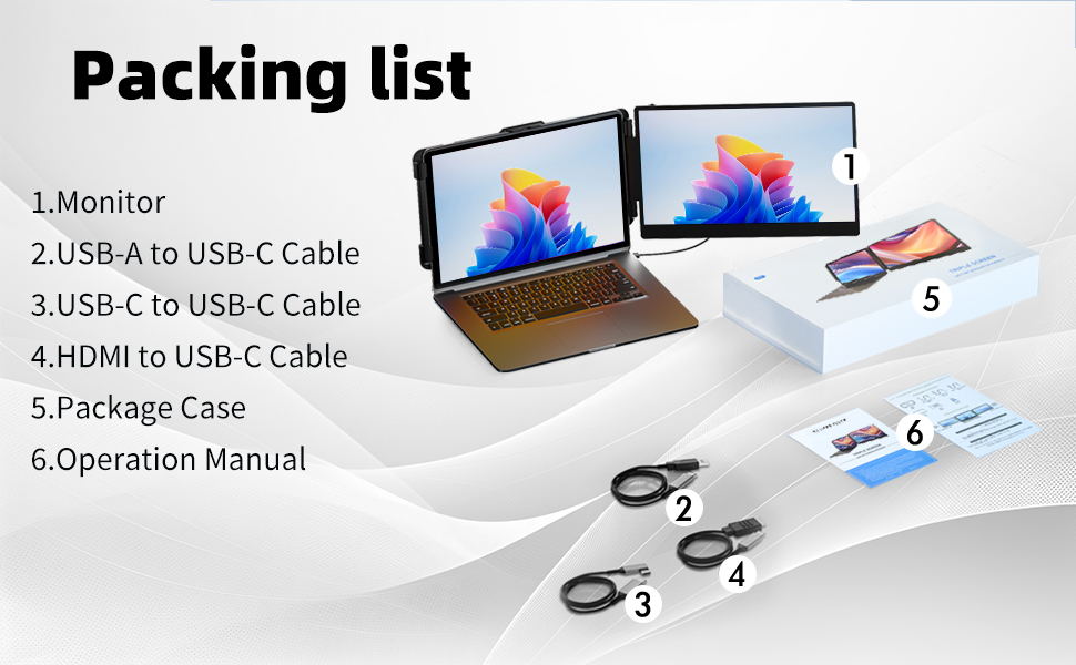 Extensor de pantalla para notebook monitor dual portatil de 35.5 centimetros conectado por usb c en chile