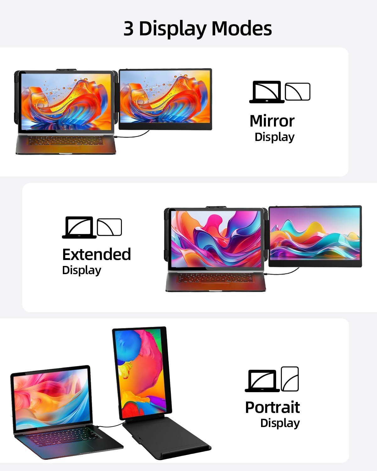 Extensor de pantalla para notebook monitor dual portatil de 35.5 centimetros conectado por usb c en chile