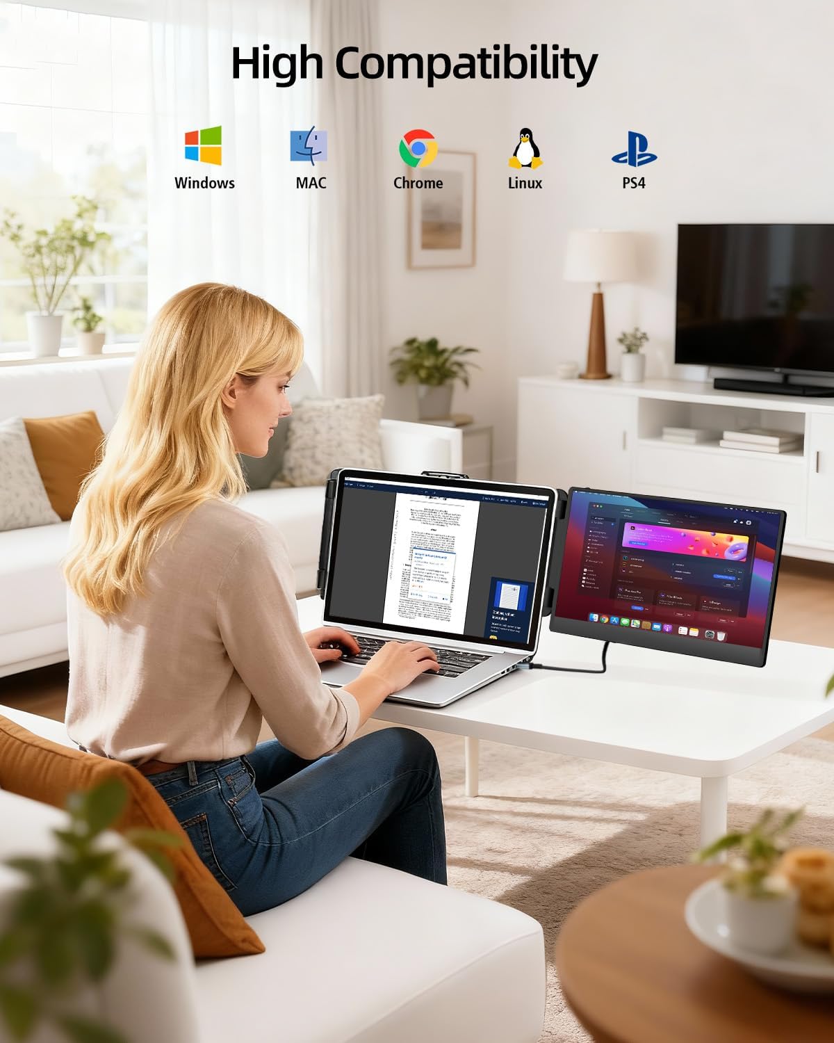 Extensor de pantalla para notebook monitor dual portatil de 35.5 centimetros conectado por usb c en chile