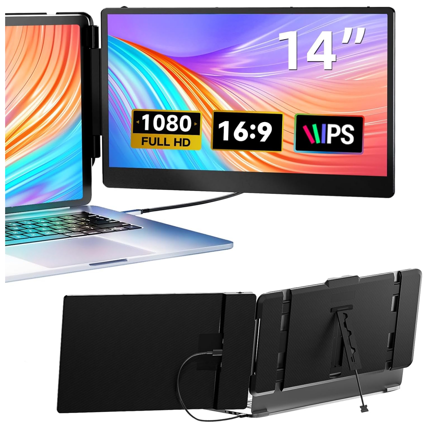 Extensor de pantalla para notebook monitor dual portatil de 35.5 centimetros conectado por usb c en chile