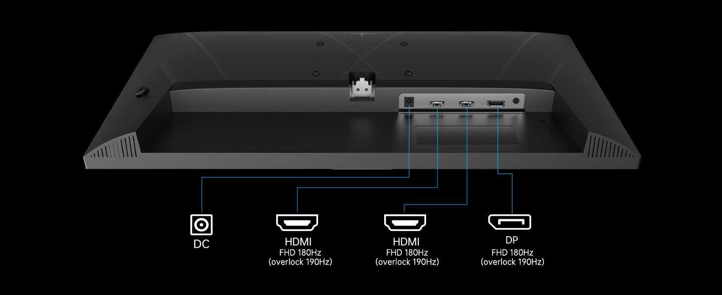 Monitor gamer de escritorio 24 pulgadas 190 Hertz 1 milisegundo panel IPS junto a un teclado y mouse.