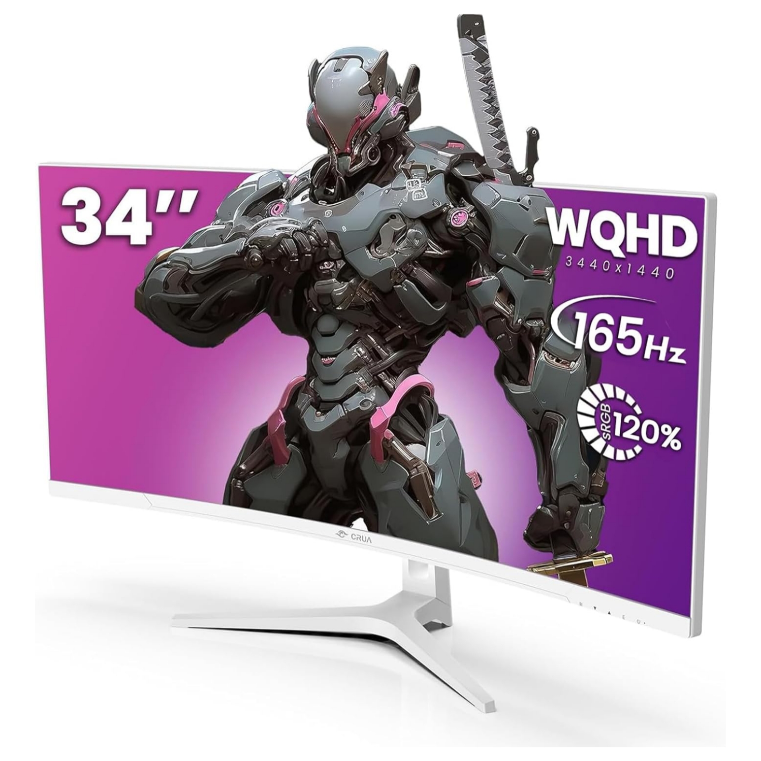 Monitor gamer curvo ultrawide de 34 pulgadas color blanco con resolucion wqhd a 165hz en chile