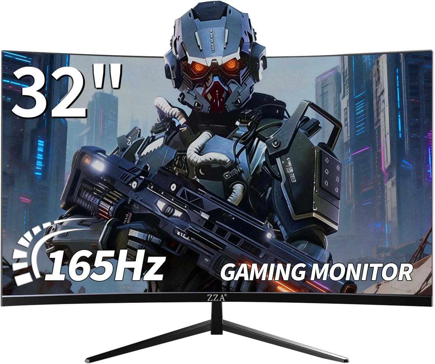 Monitor gamer curvo de 32 pulgadas 2K 165 Hertz panel VA sobre un escritorio.