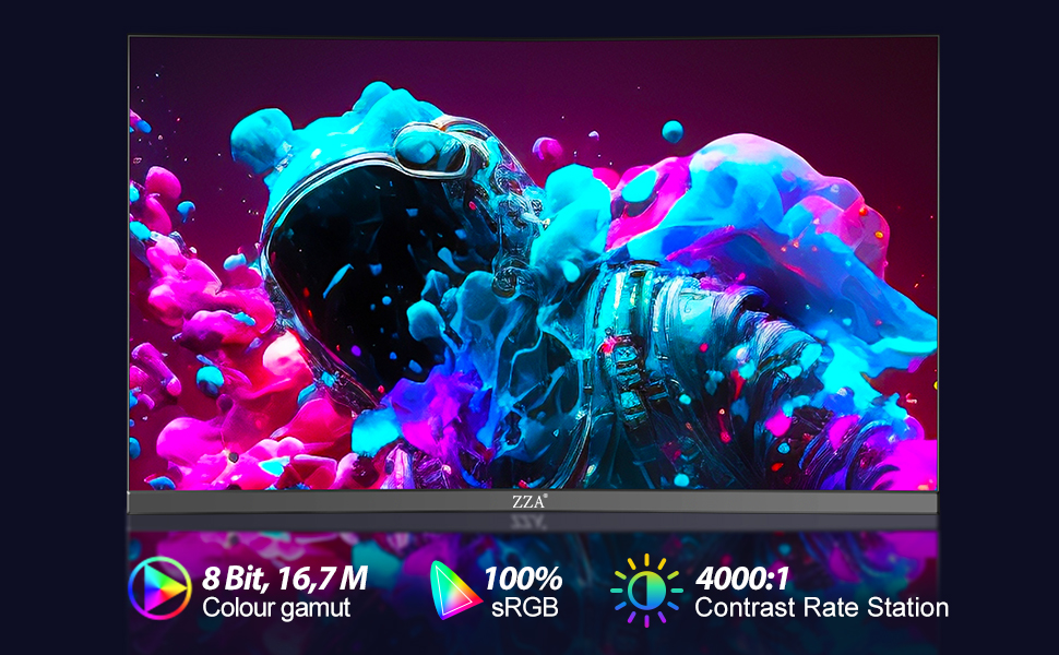 Monitor gamer curvo de 32 pulgadas 2K 165 Hertz panel VA sobre un escritorio.