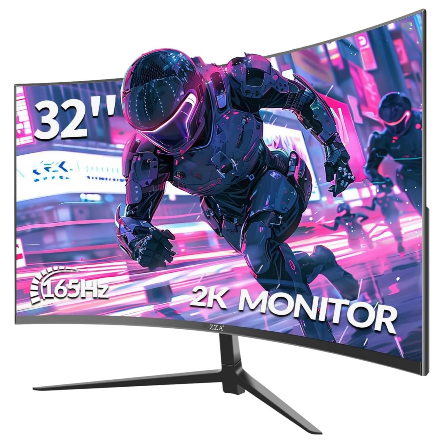 Monitor gamer curvo de 32 pulgadas 2K 165 Hertz panel VA sobre un escritorio.