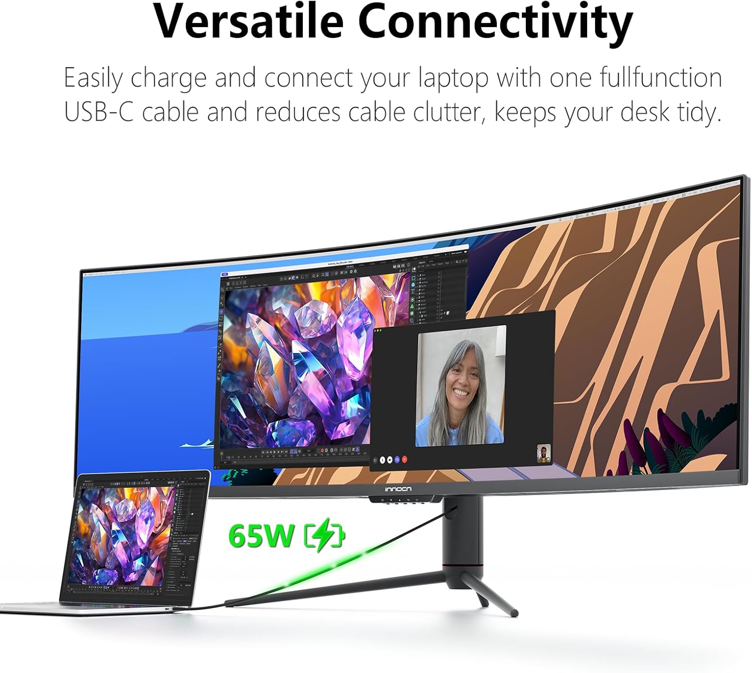 Monitor gamer curvo ultrawide de 49 pulgadas a 240hz con resolucion dual qhd sobre un escritorio chile