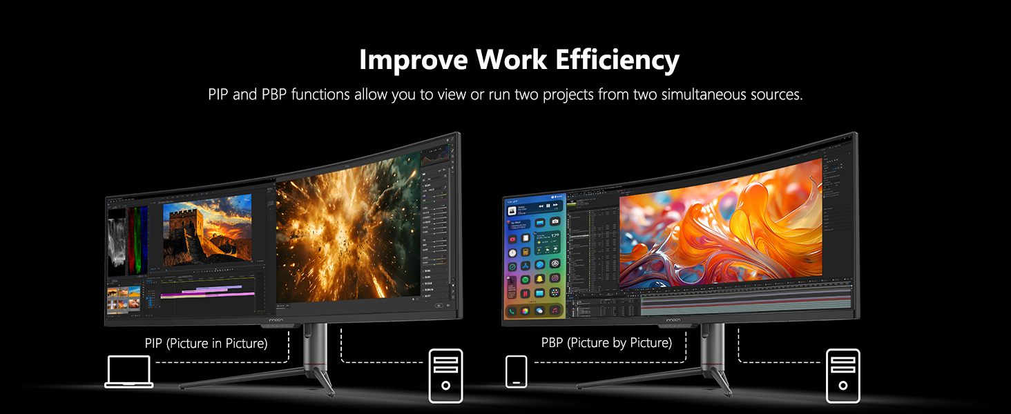 Monitor gamer curvo ultrawide de 49 pulgadas a 240hz con resolucion dual qhd sobre un escritorio chile