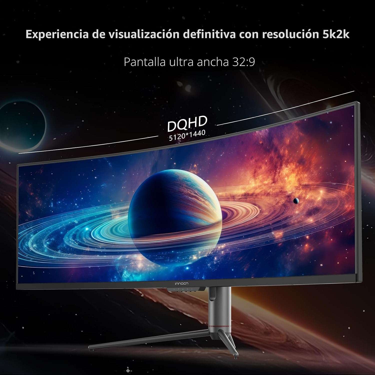 Monitor gamer curvo ultrawide de 49 pulgadas a 240hz con resolucion dual qhd sobre un escritorio chile