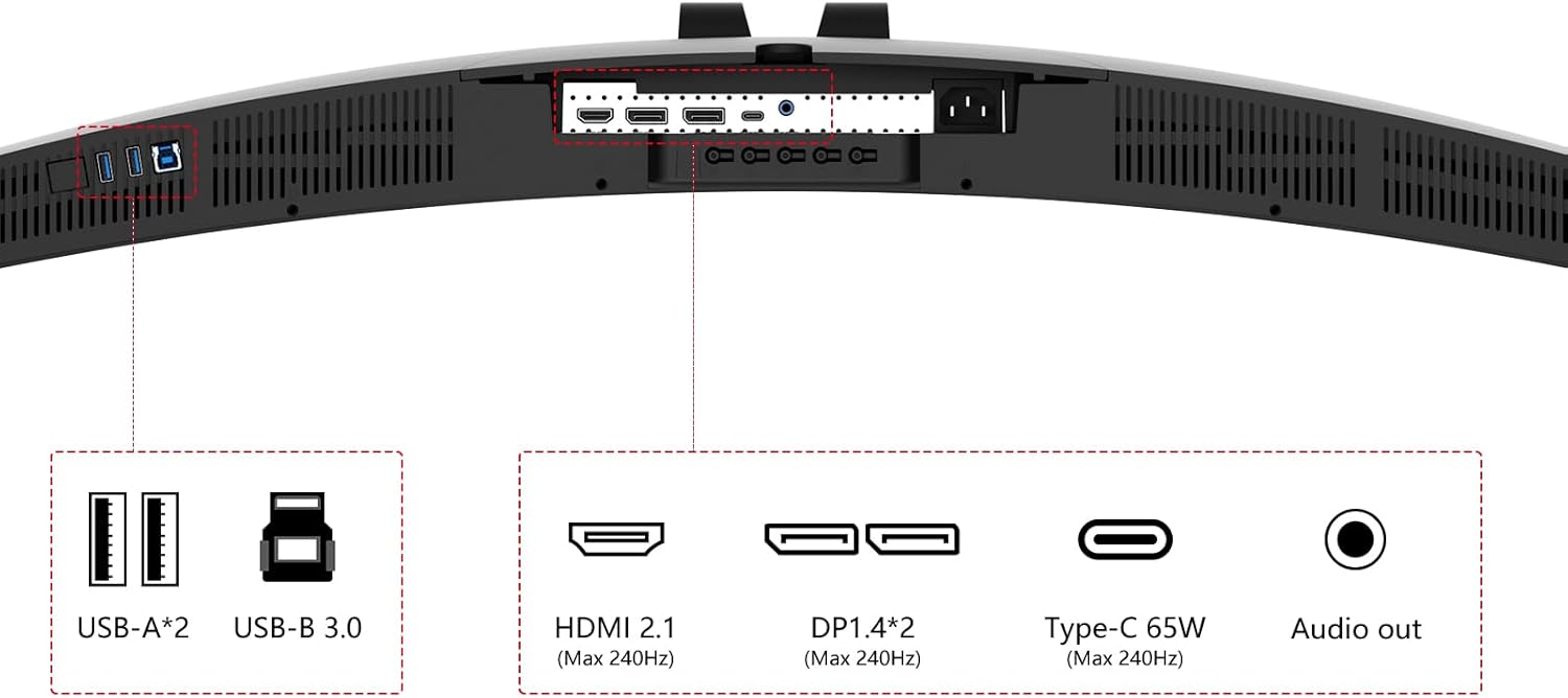 Monitor gamer curvo ultrawide de 49 pulgadas a 240hz con resolucion dual qhd sobre un escritorio chile