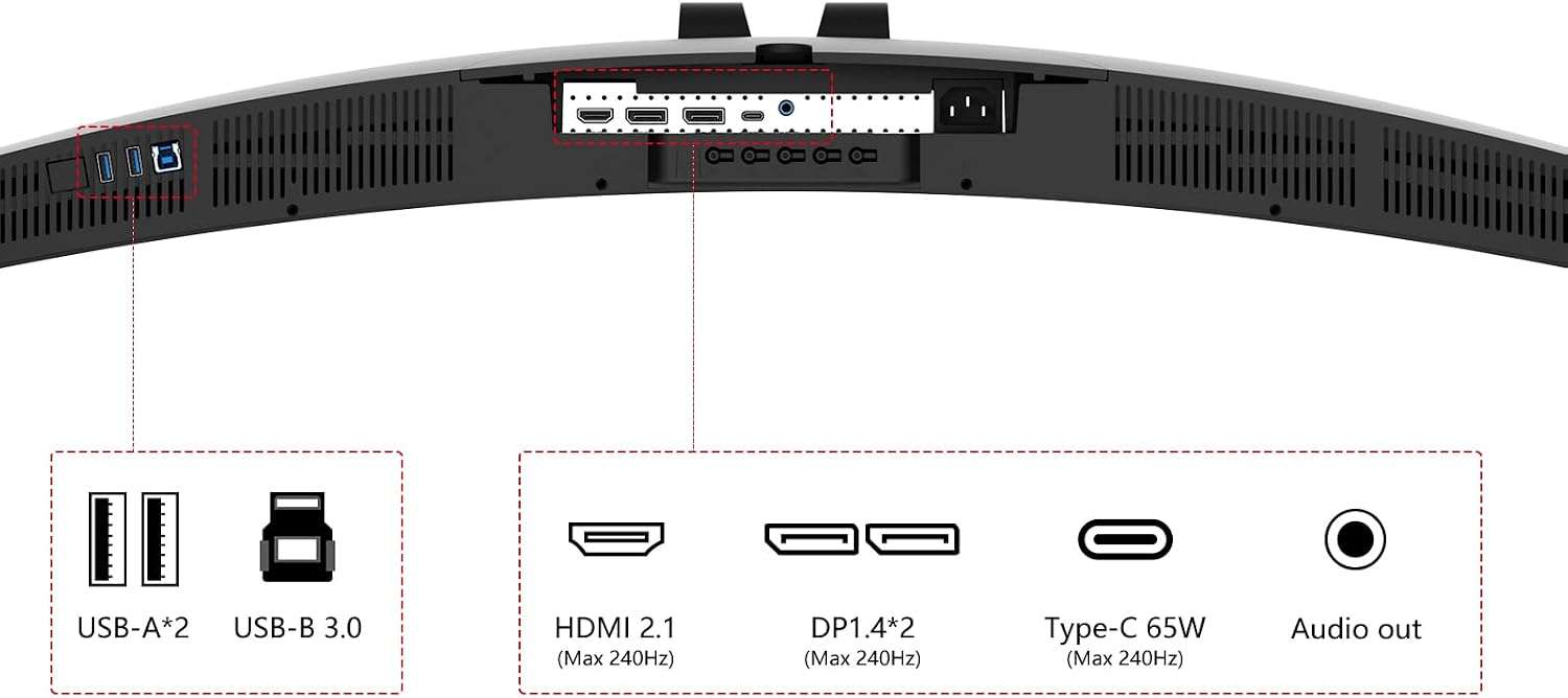 Monitor Gamer Curvo Ultrawide 49 Pulgadas 240Hz Dual QHD USB C - Imagen 4