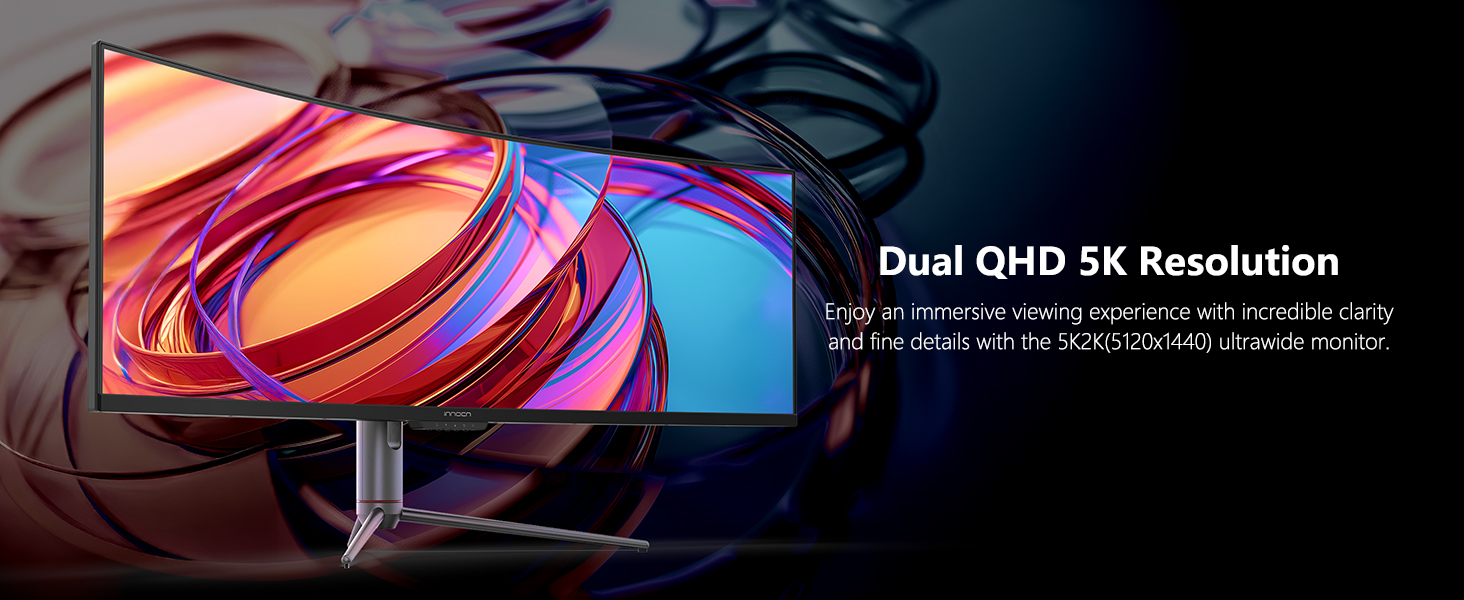 Monitor gamer curvo ultrawide de 49 pulgadas a 240hz con resolucion dual qhd sobre un escritorio chile