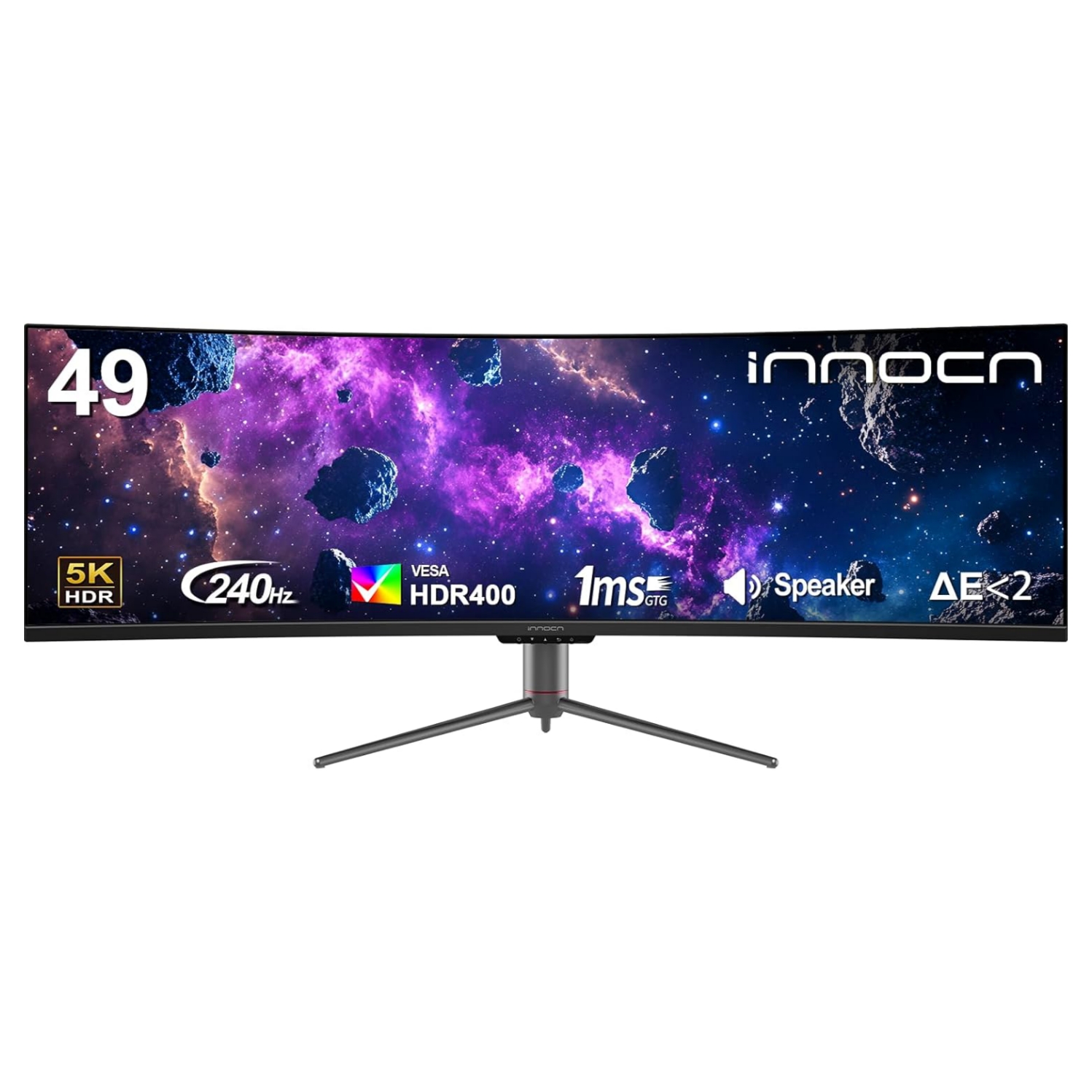 Monitor gamer curvo ultrawide de 49 pulgadas a 240hz con resolucion dual qhd sobre un escritorio chile