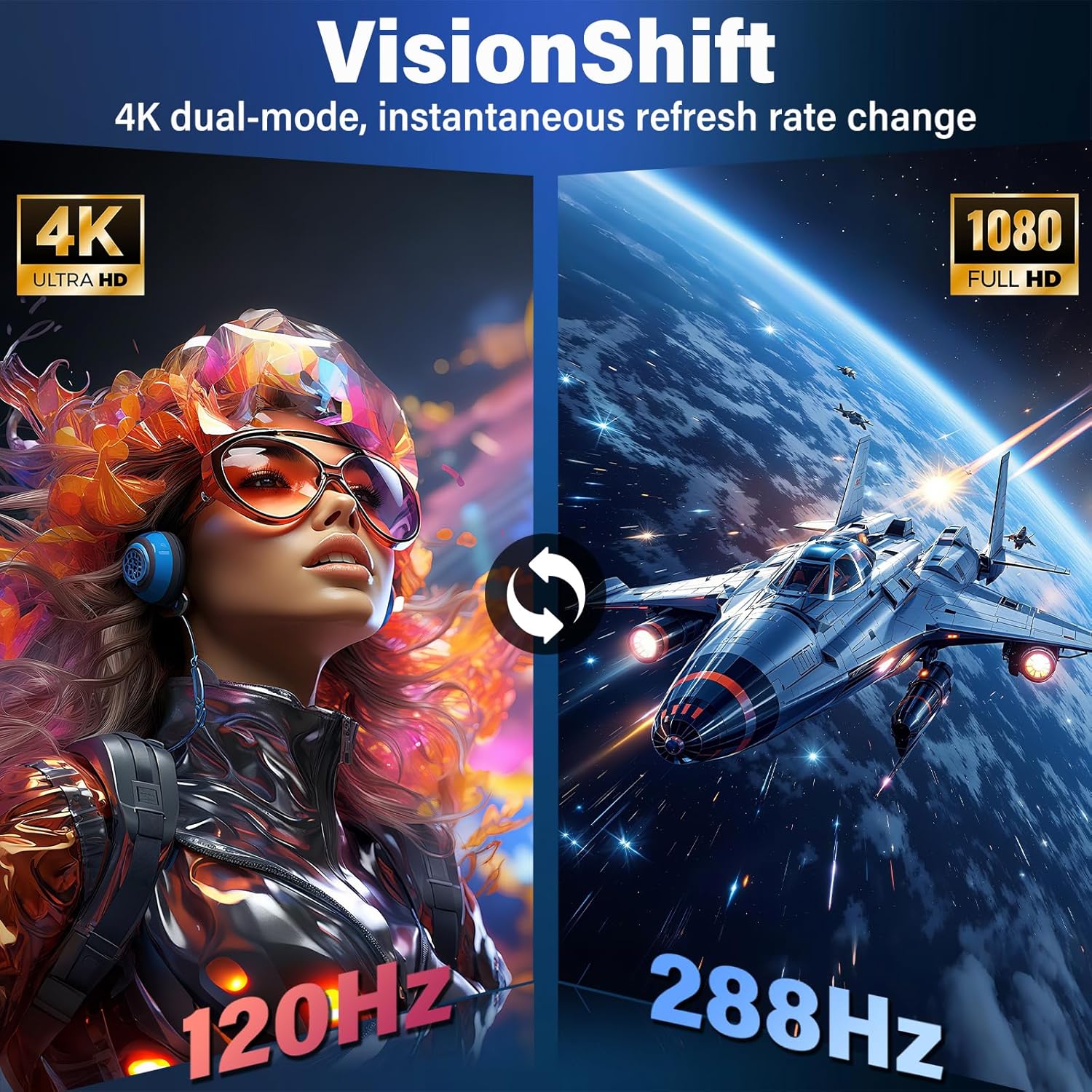 Monitor gamer dual de 68.5 centimetros resolucion 4k y 288hz con soporte de escritorio en chile