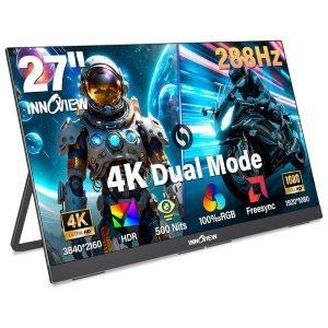 Monitor gamer dual de 68.5 centimetros resolucion 4k y 288hz con soporte de escritorio en chile