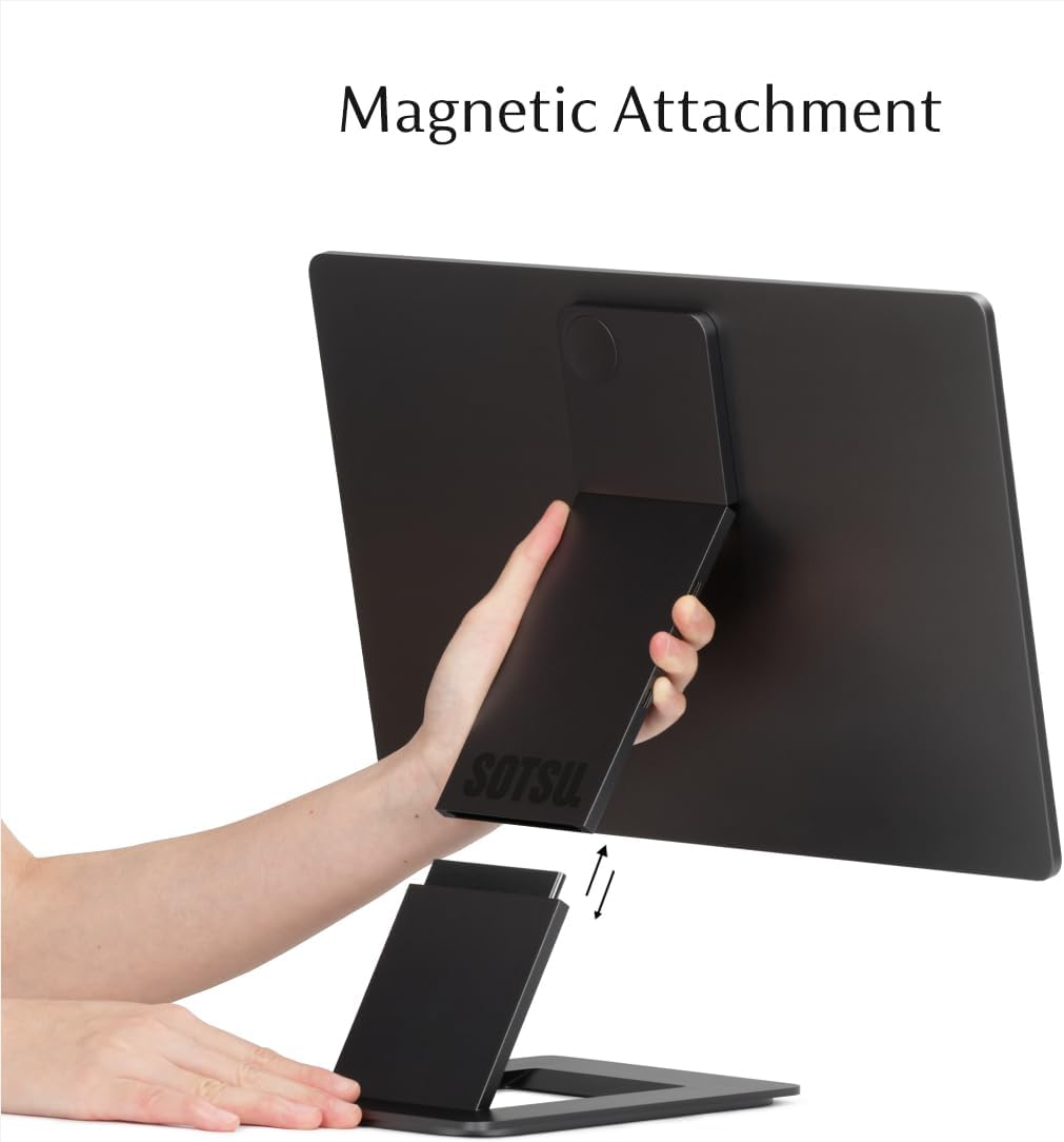 Monitor portatil 4K de 16 pulgadas de metal para notebook con lector de tarjetas SD en un escritorio de diseno.